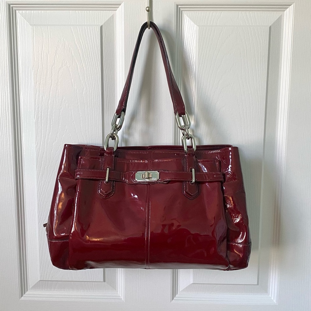 Coach Burgundy Patent Leather Handbag